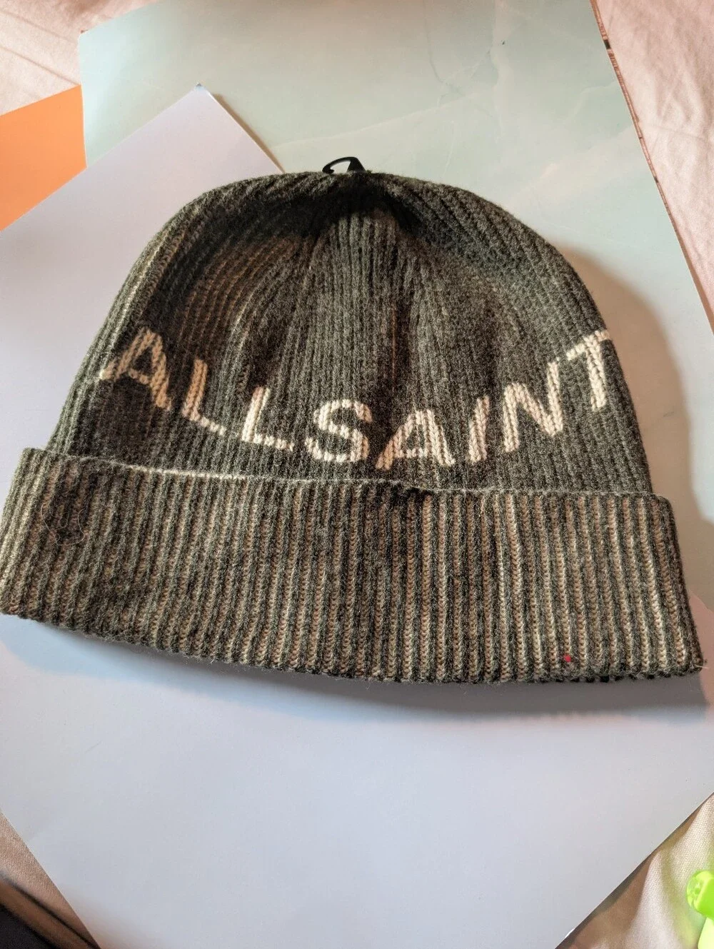 AllSaints Printed Logo Beanie